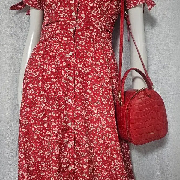[BUNJANG] Red Button Dress Small / 빨강 단추 원피스..택 스몰..반품 46 길이 114