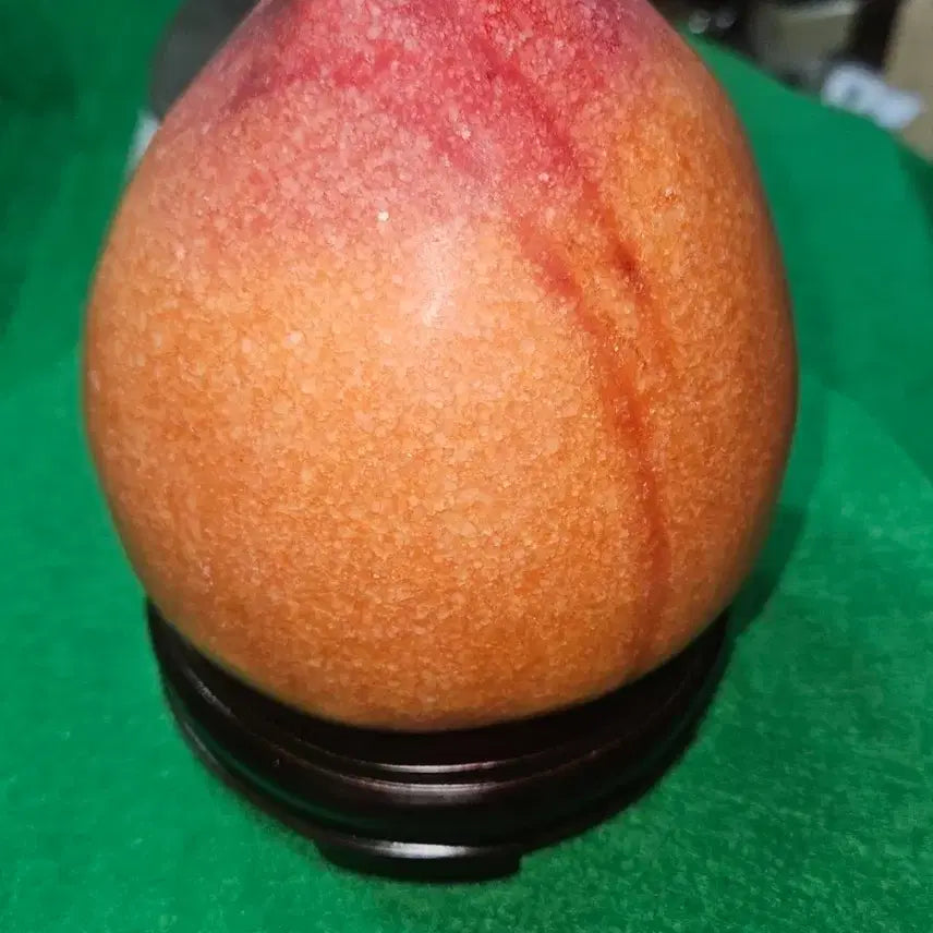 [BUNJANG] Natural Jade Peach Sculpture (Large, 2.8kg) with Base / 천연옥 장수 복숭아 조각 공예품 (좌대 포함, 대형 2.8kg)