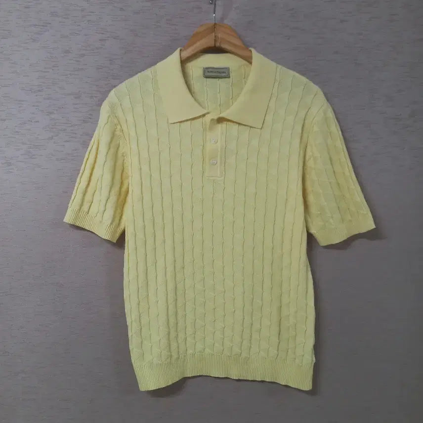[BUNJANG] Dandihara Yellow Patterned Collar Knit T-shirt Men's / B7-23/노랑 패턴 카라 니트티 남성