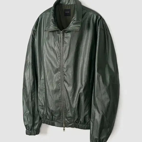 [BUNJANG] Dark Green Leather Jacket / 다크 그린 레더 자켓