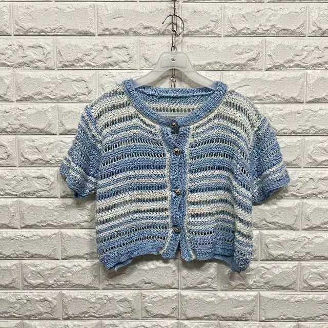 [BUNJANG] Short Sleeve Knit Cardigan / 2856) 반팔 니트가디건