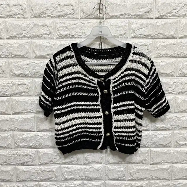 [BUNJANG] Short Sleeve Knit Cardigan / 2857)  반팔 니트가디건