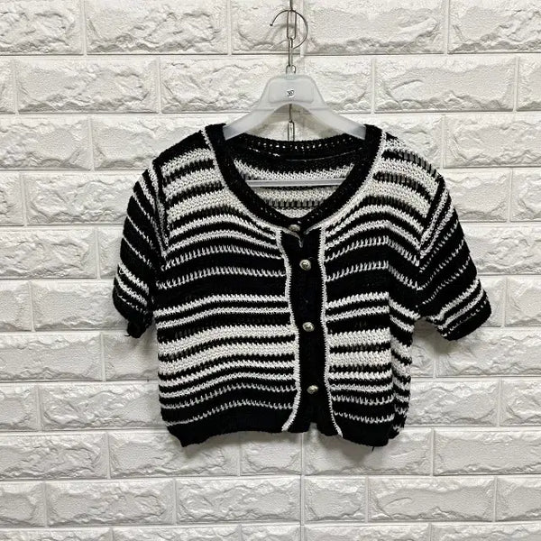 [BUNJANG] Short Sleeve Knit Cardigan / 2857)  반팔 니트가디건