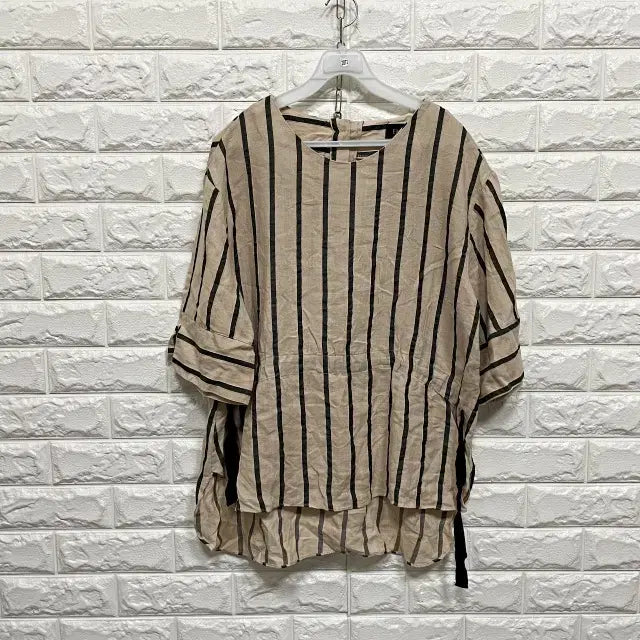 [BUNJANG] Striped Short Sleeve Blouse / 2872) 스트라이프 반팔 블라우스