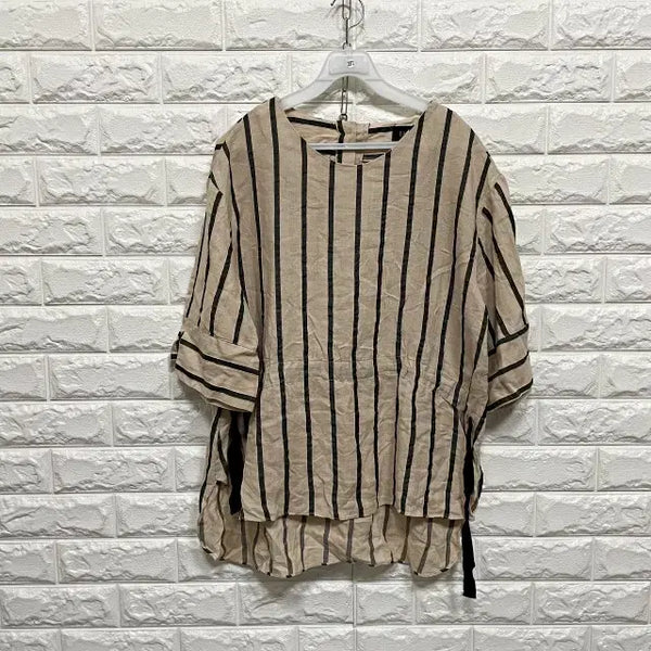 [BUNJANG] Striped Short Sleeve Blouse / 2872) 스트라이프 반팔 블라우스