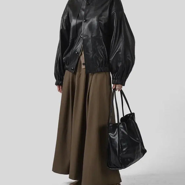 [BUNJANG] Nobel Studio Lambskin Oversized Blouson Jacket / 노벨스튜디오 램스킨 오버핏 블루종 자켓 점퍼 가죽 양가죽 레더 스탠드카라
