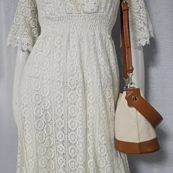 [BUNJANG] Ivory Lace Lined Dress with Waistband / 아이보리 레이스 허리 밴드 안감 원피스..반품 41-46 길이 100