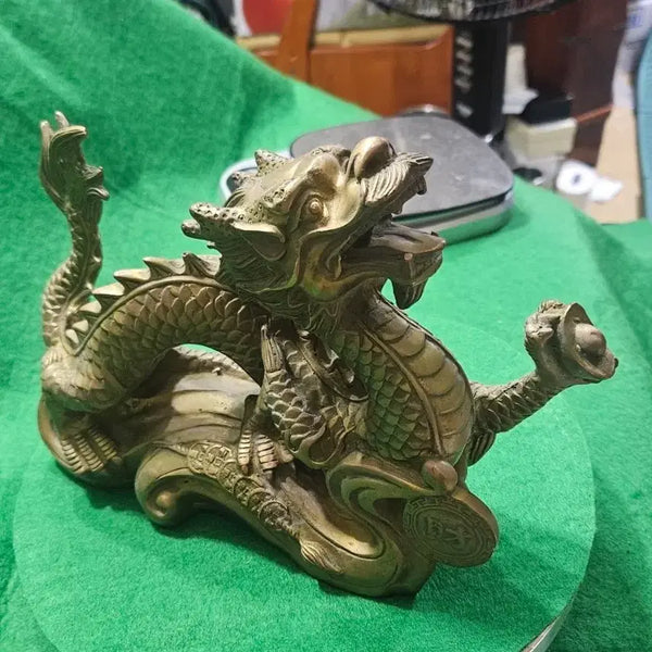 [BUNJANG] Heavy Brass & Bronze Dragon Statue (Wealth Luck Feng Shui Interior) / [중량감 우수] 황동 청동 용 장식품 조각상 (재물운 풍수 인테리어)