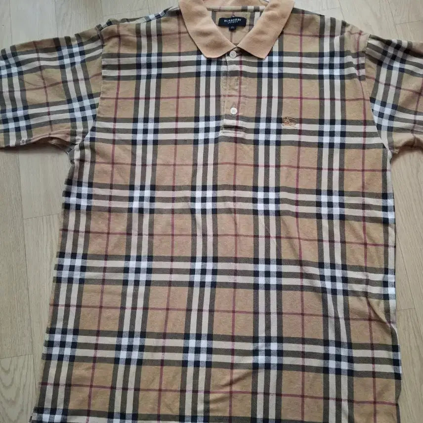 [BUNJANG] Burberry Check Short Sleeve Polo Shirt / 버버리 체크 반팔 카라티