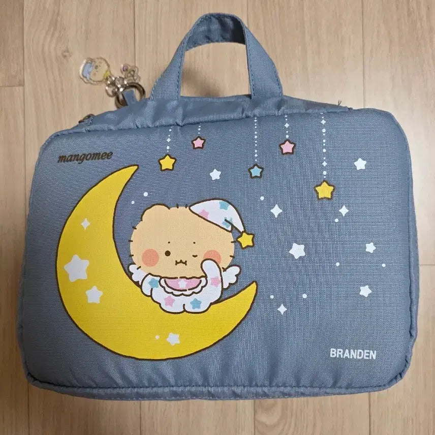 [BUNJANG] Olive Young MangGom Collaboration Brandon Expandable Beauty Cosmetic Pouch (Blue) / (새상품) 올리브영 망곰 콜라보 브랜든 확장형 뷰티 화장품 파우치 (블루)