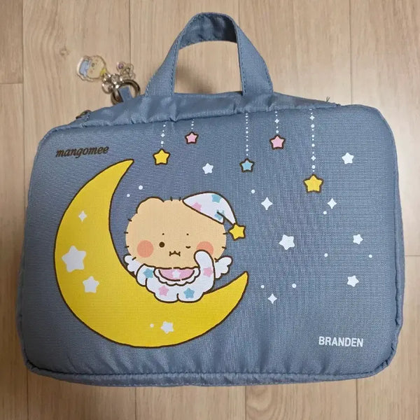[BUNJANG] Olive Young MangGom Collaboration Brandon Expandable Beauty Cosmetic Pouch (Blue) / (새상품) 올리브영 망곰 콜라보 브랜든 확장형 뷰티 화장품 파우치 (블루)