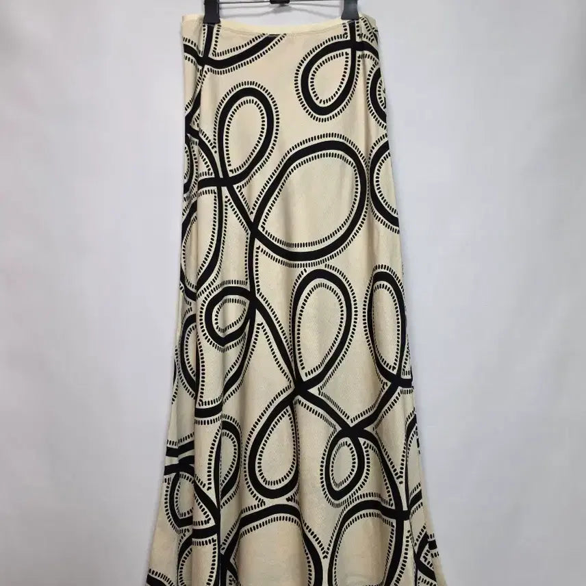 [BUNJANG] Linen Rayon Blend Patterned Long Skirt / 패턴 롱스커트