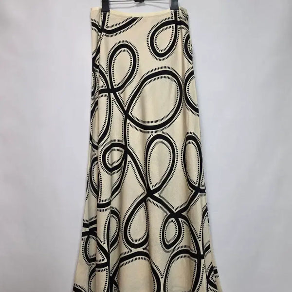 [BUNJANG] Linen Rayon Blend Patterned Long Skirt / 패턴 롱스커트