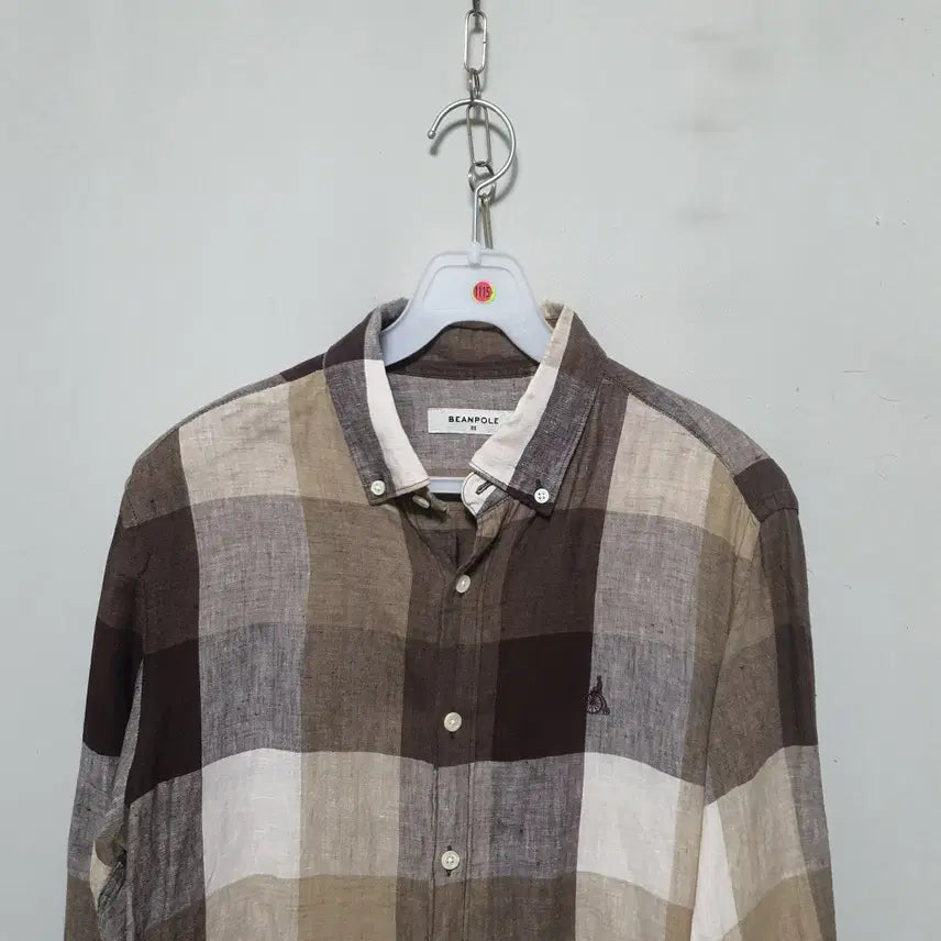 [BUNJANG] Beanpole Men's Linen Check Shirt (Spring/Summer) / 1115) 빈폴 남성 춘하 린넨 체크셔츠 95