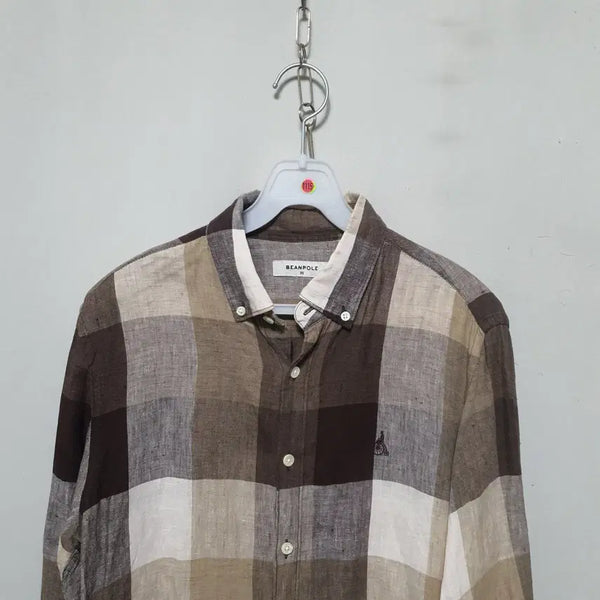 [BUNJANG] Beanpole Men's Linen Check Shirt (Spring/Summer) / 1115) 빈폴 남성 춘하 린넨 체크셔츠 95