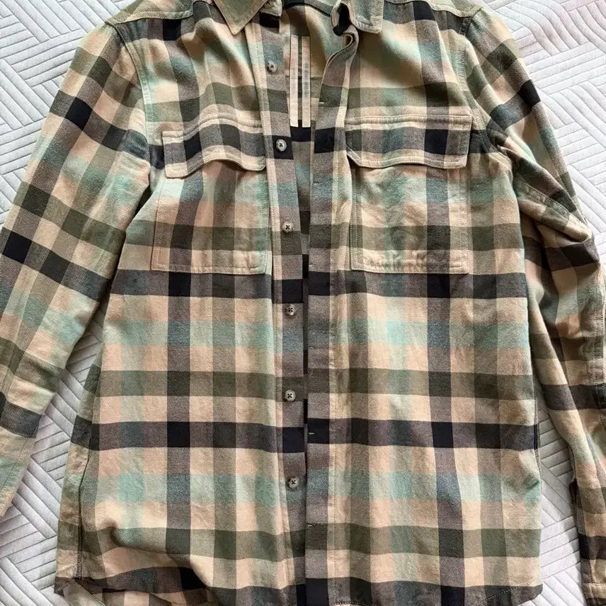 [BUNJANG] Rick Owens 22FW Ru02b2291 Pearl Plaid Flannel Shirt - Size 48 / 릭오웬스 / 22fw ru02b2291 pearl plaid / 48
