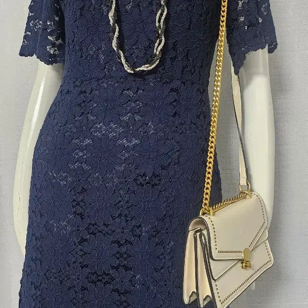 [BUNJANG] Navy Lace Zip Lined Dress / 남색 레이스 자크 안감 원피스
