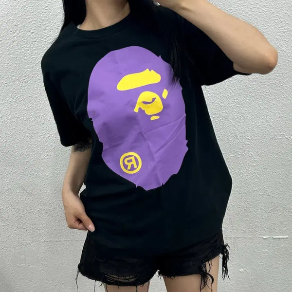 [BUNJANG] BAPE Purple Big Ape Black Short Sleeve T-Shirt M / 베이프 퍼플 빅사루 블랙반팔 M