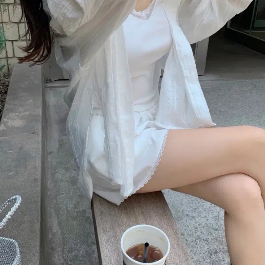 [BUNJANG] Leeds Lace Shirt & Linen Pants Set / 샵리즈leeds 레이스셔츠 린넨바지 일괄판매