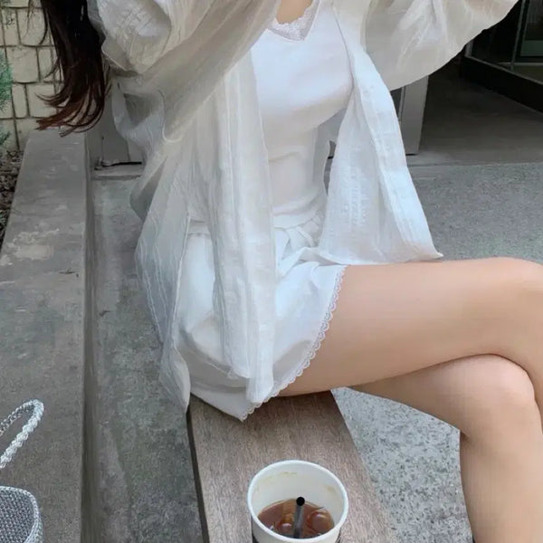 [BUNJANG] Leeds Lace Shirt & Linen Pants Set / 샵리즈leeds 레이스셔츠 린넨바지 일괄판매