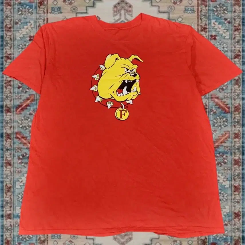 [BUNJANG] American Vintage Ferris State University Bulldogs Red Graphic T-Shirt / 미국 빈티지 페리스 주립대 불독스 레드 그래픽 티셔츠