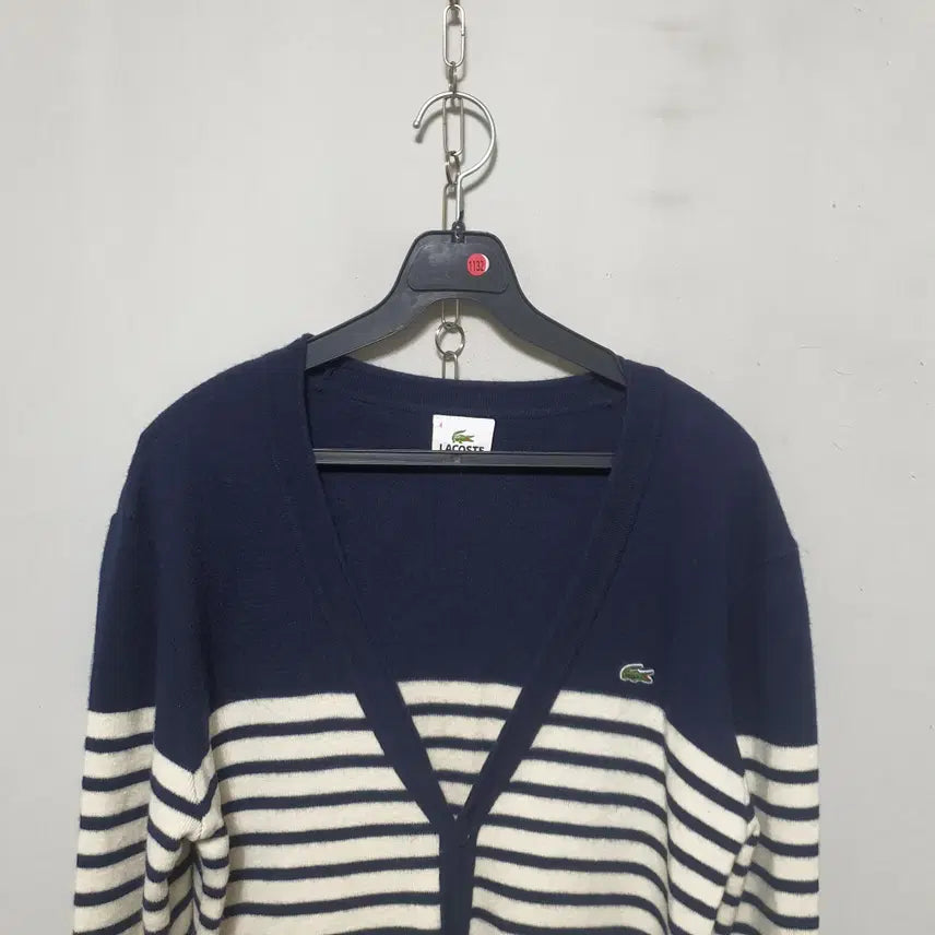 [BUNJANG] Lacoste Men's Knit Cardigan Navy White Size 100 / 1132) 라코스테 남성 니트가디건 100