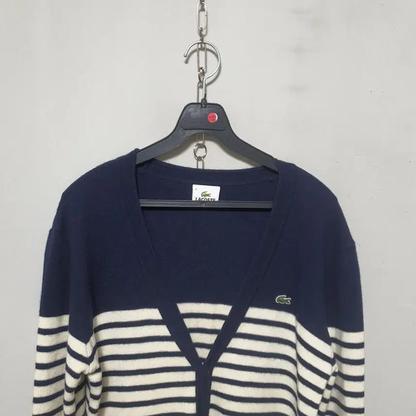 [BUNJANG] Lacoste Men's Knit Cardigan Navy White Size 100 / 1132) 라코스테 남성 니트가디건 100