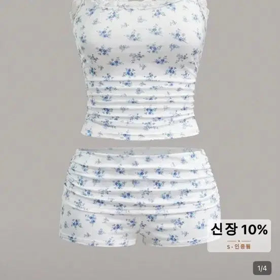 [BUNJANG] Floral Lace Strap Mini Shorts Set / 투피스