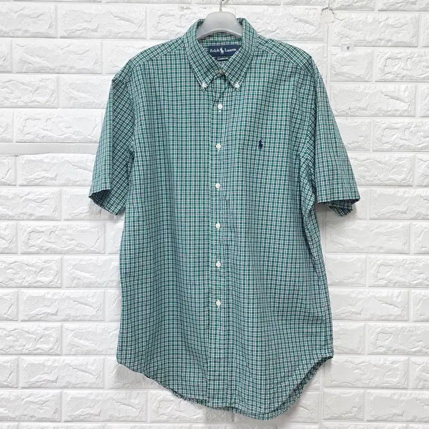 [BUNJANG] Polo Ralph Lauren Green Plaid Short-Sleeve Shirt / L 폴로랄프로렌 그린 체크 반팔 셔츠 남방 E293