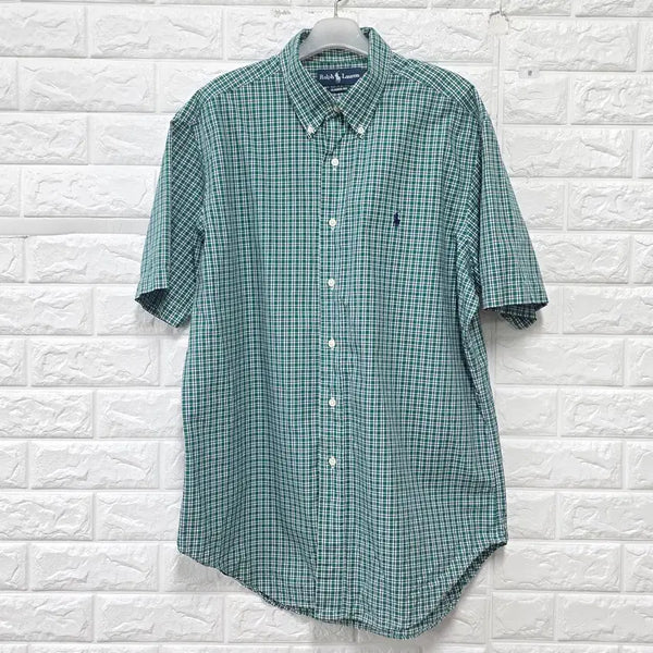 [BUNJANG] Polo Ralph Lauren Green Plaid Short-Sleeve Shirt / L 폴로랄프로렌 그린 체크 반팔 셔츠 남방 E293