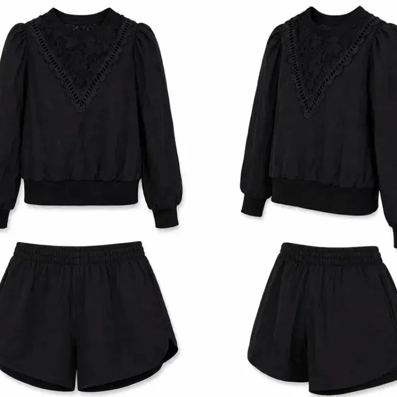 [BUNJANG] K-DABA Black Lace Sweatshirt & Shorts Set / (가격제안O)K-DABA 블랙 레이스 맨투맨&반바지 세트 싸게 판매합니다!