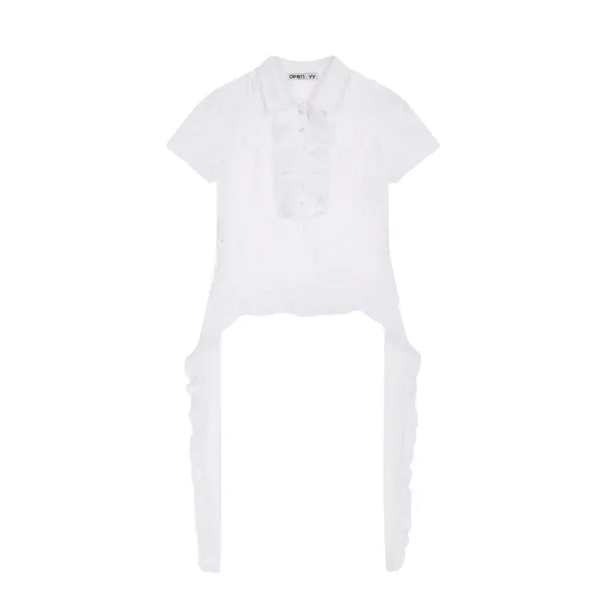 [BUNJANG] OpenYy Ruffle Polo Shirt White / 오픈와이와이 러플 폴로 셔츠 화이트