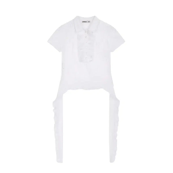 [BUNJANG] OpenYy Ruffle Polo Shirt White / 오픈와이와이 러플 폴로 셔츠 화이트