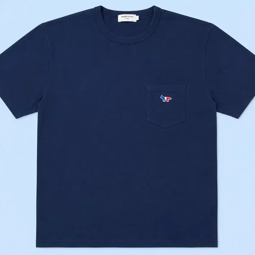 [BUNJANG] Maison Kitsuné Navy Fox Head Pocket T-Shirt (Size L) / 메종키츠네 네이비 폭스헤드 포켓 반팔티 L 여름 티셔츠 라운드