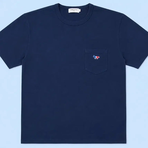 [BUNJANG] Maison Kitsuné Navy Fox Head Pocket T-Shirt (Size L) / 메종키츠네 네이비 폭스헤드 포켓 반팔티 L 여름 티셔츠 라운드