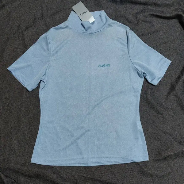 [BUNJANG] Kush Semi-High Neck T-Shirt Sky Blue / [새상품] 꾸쉬 반목 반팔티 반폴라 77 하늘색