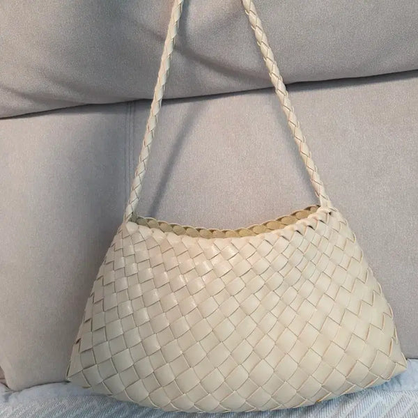 [BUNJANG] Genuine Leather Dragon Bag Ivory Shoulder Bag / 소가죽 드래곤백 아이보리 숄더백 짜임 여성 가방