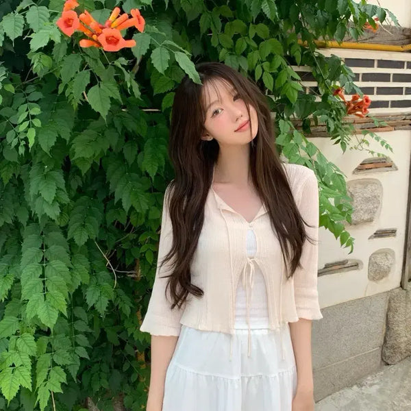 [BUNJANG] Le Beige Peach Pink Knit Bolero Cardigan / 새상품) 르브아 가디건 피치핑크 니트 볼레로