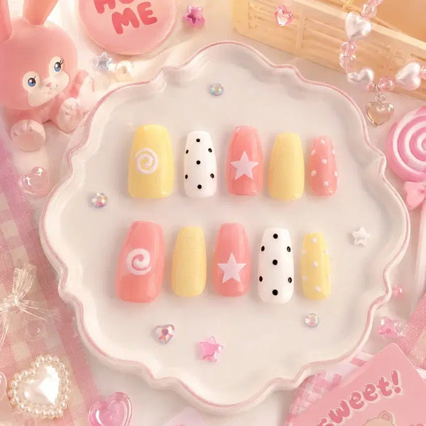 [BUNJANG] Handmade Kitsch Star Dot Nail Tips / (할인)키치 별 도트 수제네일팁