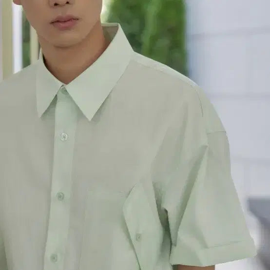 [BUNJANG] Arban Flip Pocket Short Sleeve Shirt Pistachio Green L (105) / [새상품] 아르반 플립포켓 반팔 셔츠 L 피스타치오 105 라이트 릴렉스드 하프 남방