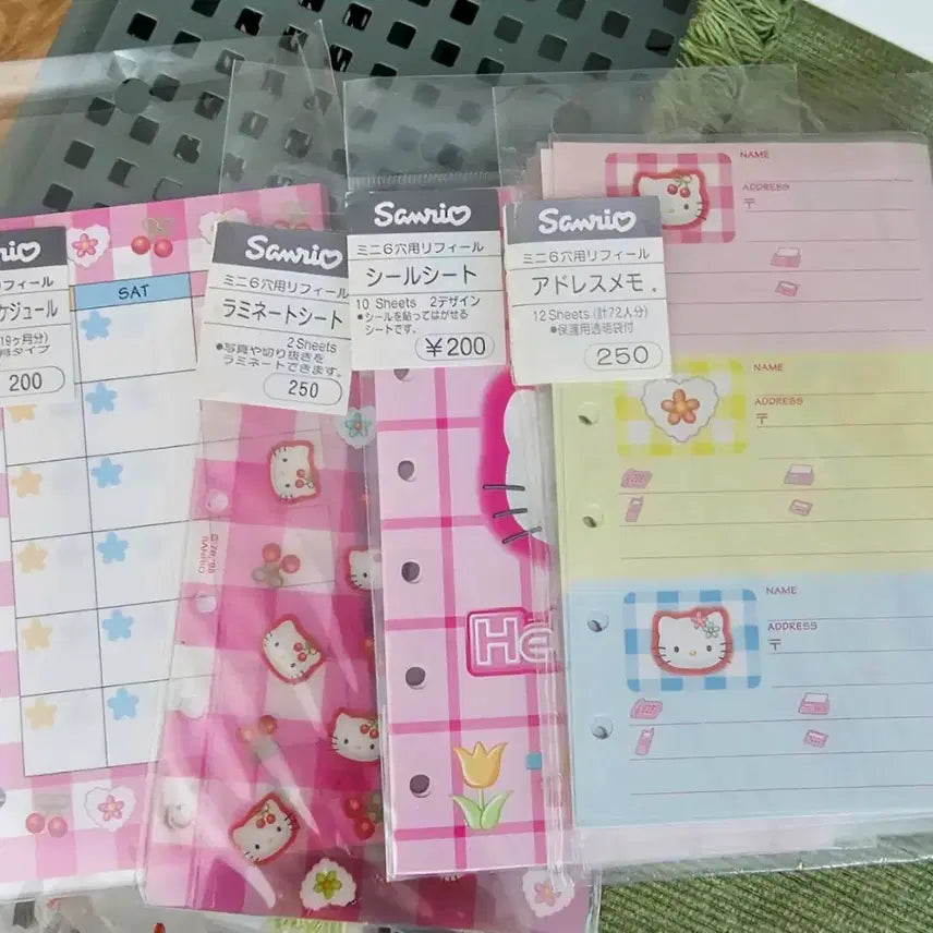 [BUNJANG] Cherry Kitty Tulip Kitty Diary Inserts Set / 체리키티 다이어리 속지4종세트, 튤립키티 다이어리 속지