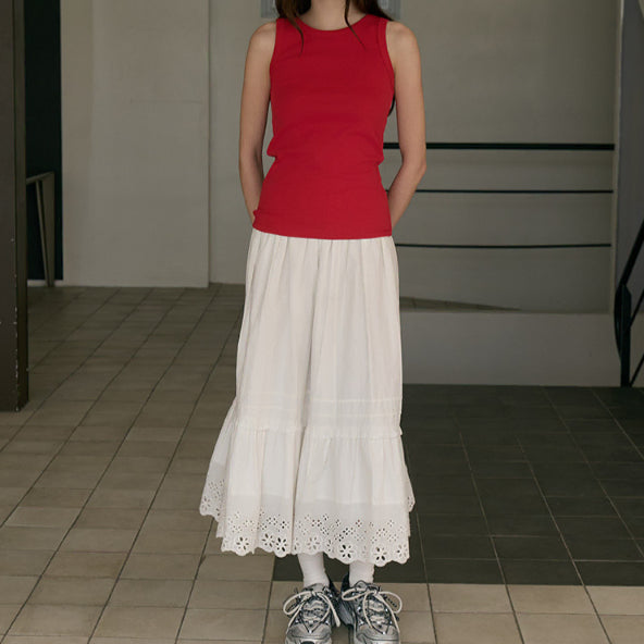 [BUNJANG] Buavitt for Woman Scoop U-Neck Sleeveless Ribbed Tank Top (Red) / [ 브아빗포우먼 ] 스쿱 유넥 슬리브리스 여름 나시 골지 민소매  (레드) VW401