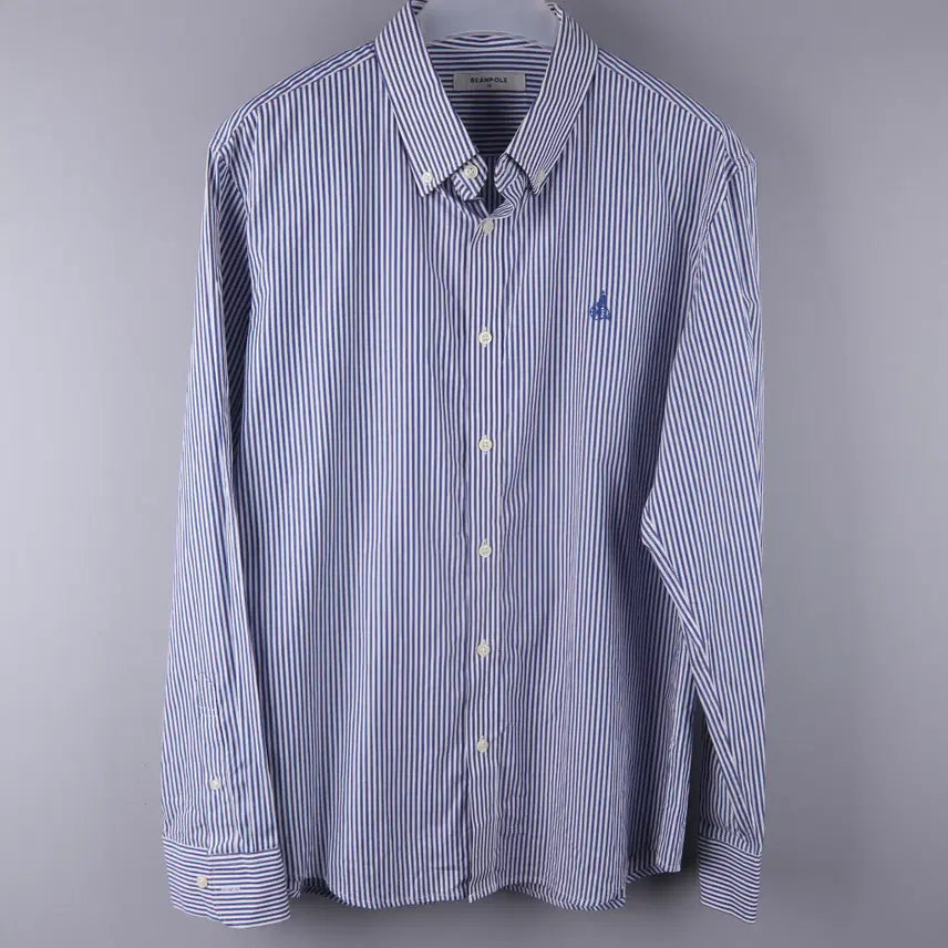 [BUNJANG] Beanpole Blue Plain Stripe Shirt (Size 110) / 빈폴 블루 플레인 스트라이프 셔츠 (110)
