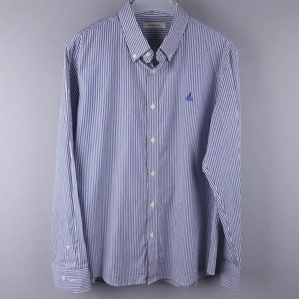 [BUNJANG] Beanpole Blue Plain Stripe Shirt (Size 110) / 빈폴 블루 플레인 스트라이프 셔츠 (110)