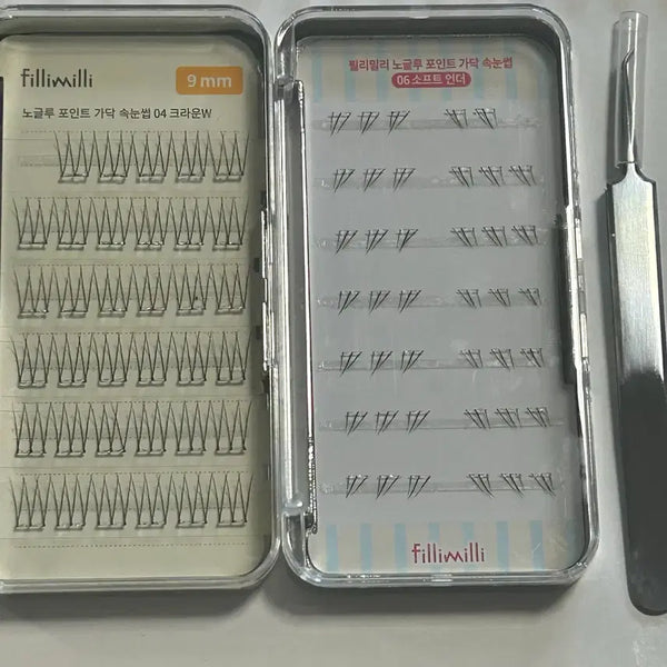 [BUNJANG] Fillimilli No-Glue Eyelashes 04 Crown W + 06 Soft Under + Tweezer Set / 필리밀리 노글루 속눈썹 04 크라운W+06 소프트 언더+트위저