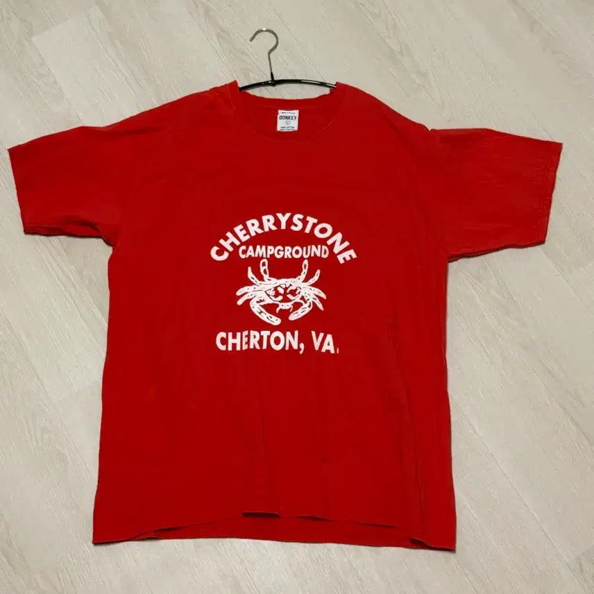 [BUNJANG] Wild Donkey Cherry Stone Half Sleeve T-Shirt - Red / [L] 와일드동키 체리스톤 반소매 티셔츠 - 레드
