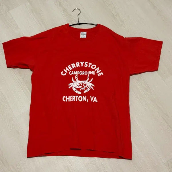 [BUNJANG] Wild Donkey Cherry Stone Half Sleeve T-Shirt - Red / [L] 와일드동키 체리스톤 반소매 티셔츠 - 레드