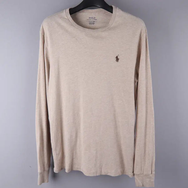[BUNJANG] Polo Ralph Lauren Round Neck Long Sleeve T-Shirt Beige (S) / 폴로 랄프로렌 라운드넥 롱 슬리브 티셔츠 베이지 (S)