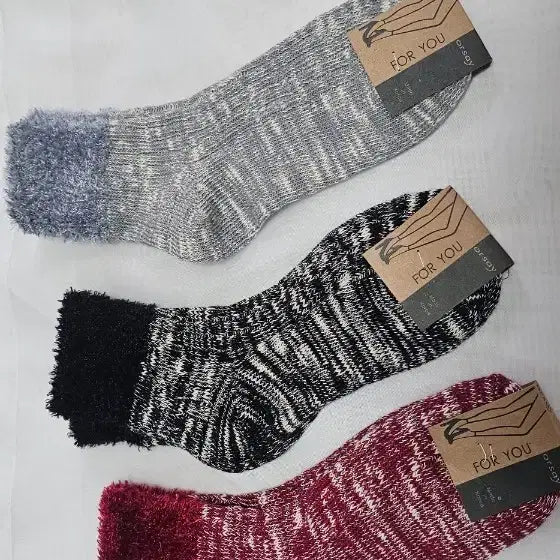 [BUNJANG] Winter Warm Melange Pattern Socks 3-Pair Set / 겨울 귀여운 양말 3켤레 세트