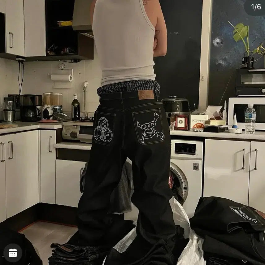 [BUNJANG] Boylongface BLF Denim Pants Black L / 보이롱페이스 BLF 데님 팬츠 블랙 L